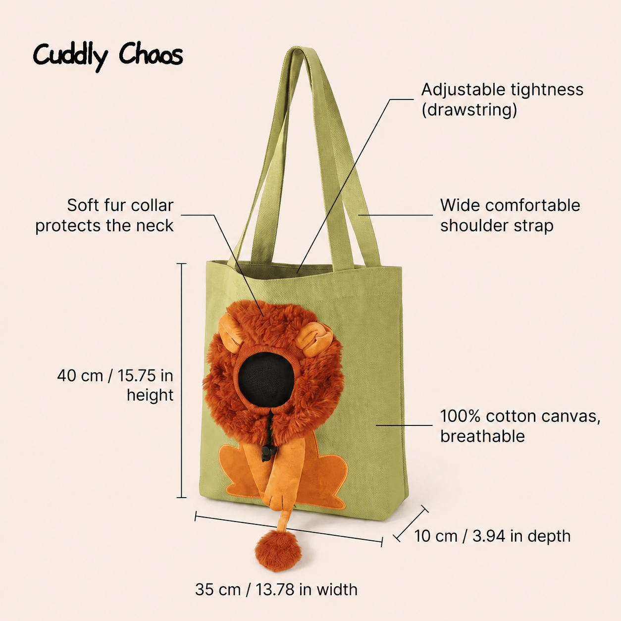 Lion Shaped Cat Carrier Bag